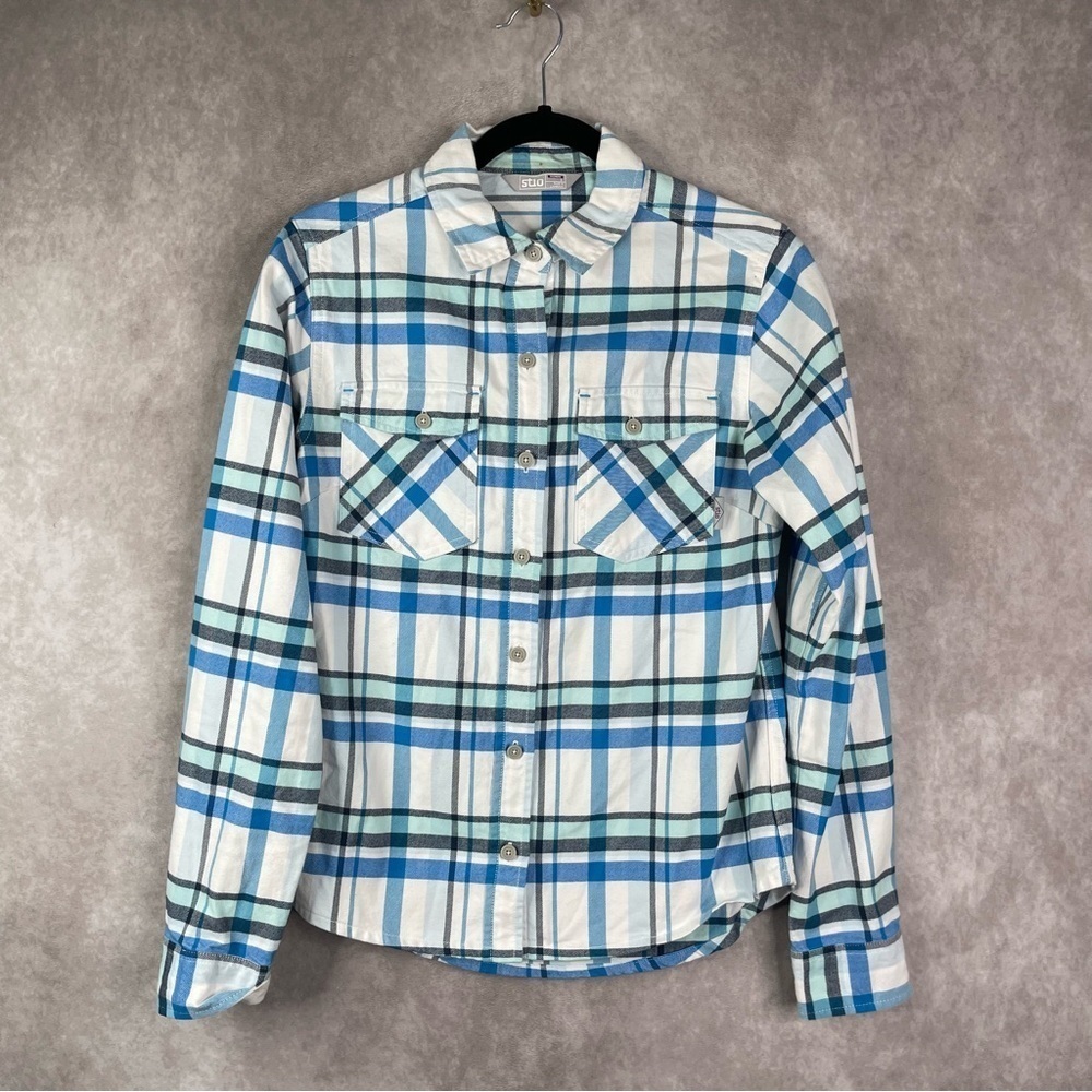 Stio Plaid Willow Midweight Flannel Shirt In Blue Women's Size S